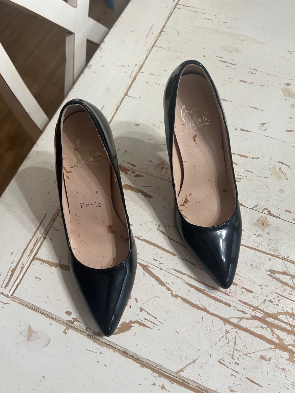 Christian Louboutin Black Patent Pointed Pumps